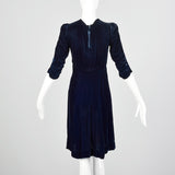 Small 1930s Blue Velvet Dress