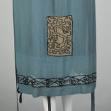 Small 1920s Blue Silk Beaded Dress