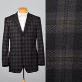 2000s Zegna Z Charcoal and Black Plaid Jacket