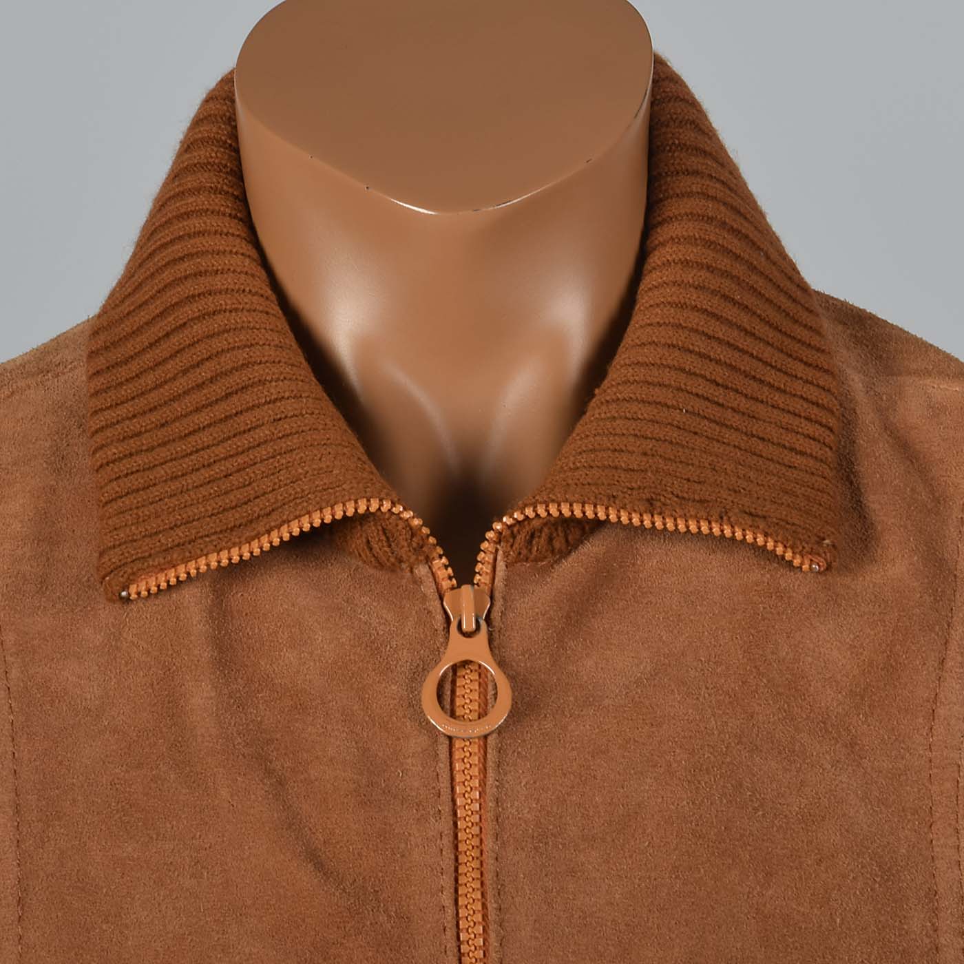 XL 1970s Brown Suede Jacket with Knit Sleeves