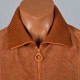 XL 1970s Brown Suede Jacket with Knit Sleeves