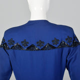 Small 1940s Royal Blue Beaded Skirt Suit