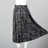 1980s Escada Gray and Black Wool Skirt