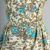 1950s Floral Print Day Dress with Elegant Neckline