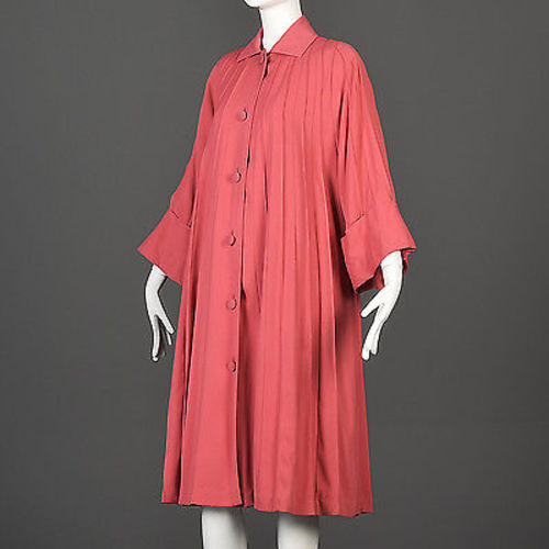 1940s Pink Swing Coat with Faux Pleats