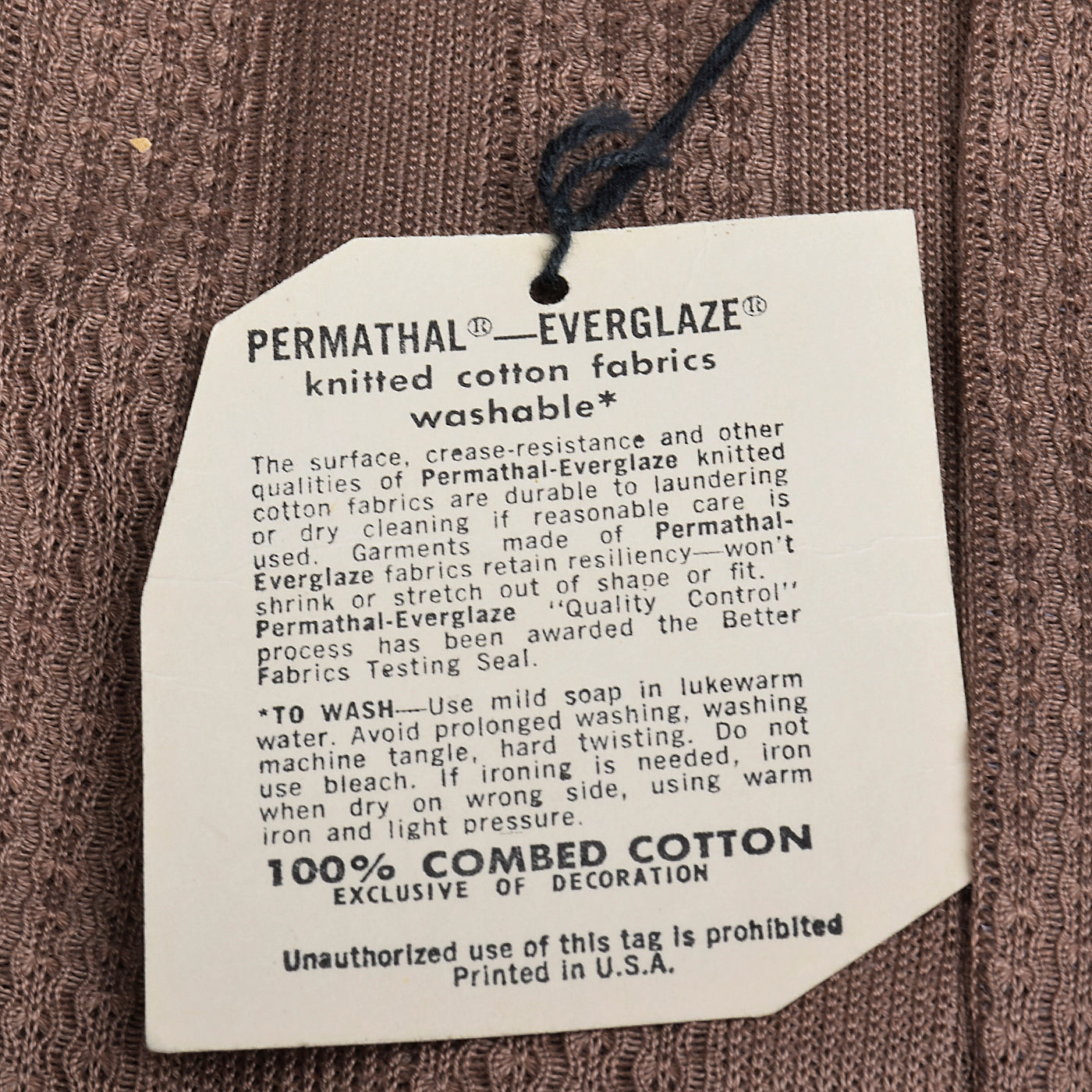 1950s Lennards Brown Knit Pull Over Shirt Deadstock