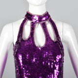 Small 1970s Purple Sequin Dress