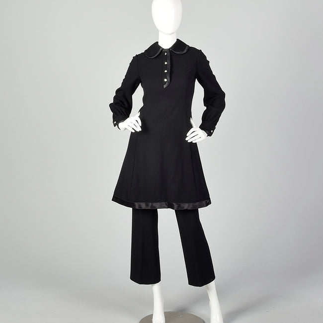XS 1970s Gino Charles Black Dress Pant Set