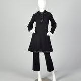 XS 1970s Gino Charles Black Dress Pant Set