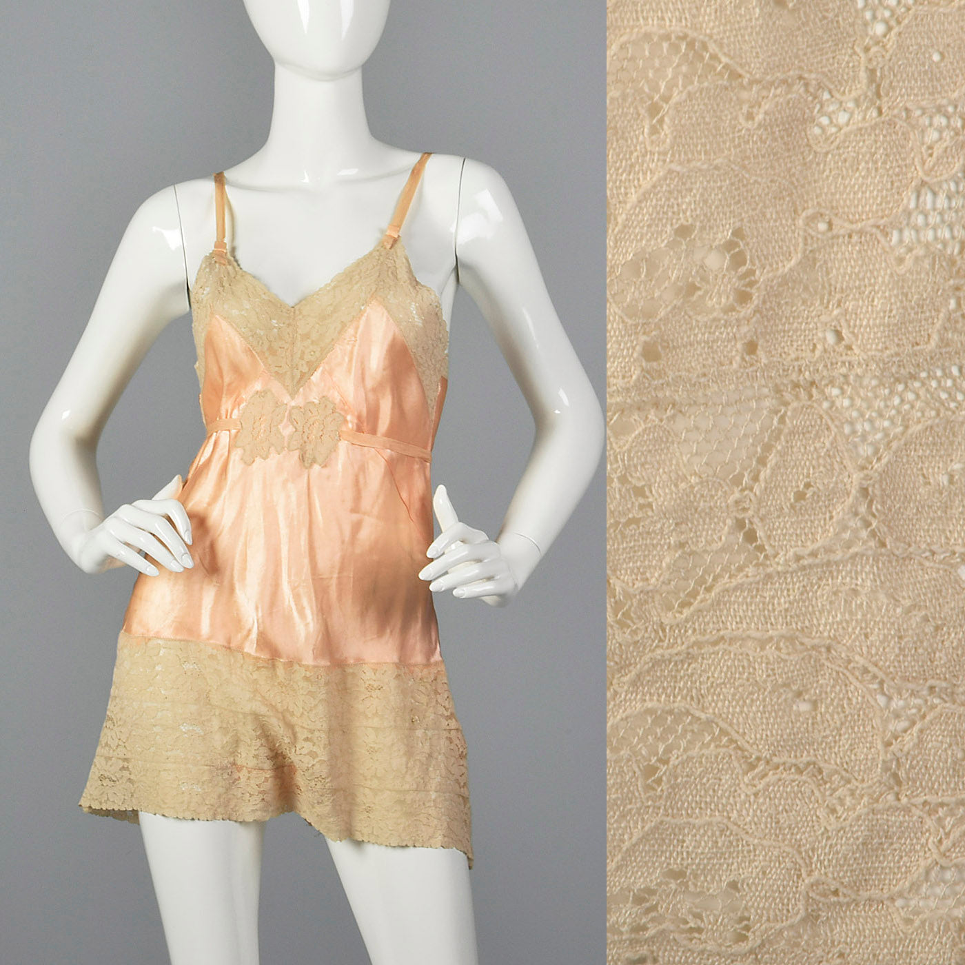 1930s Pink Slip with Wide Lace Trim