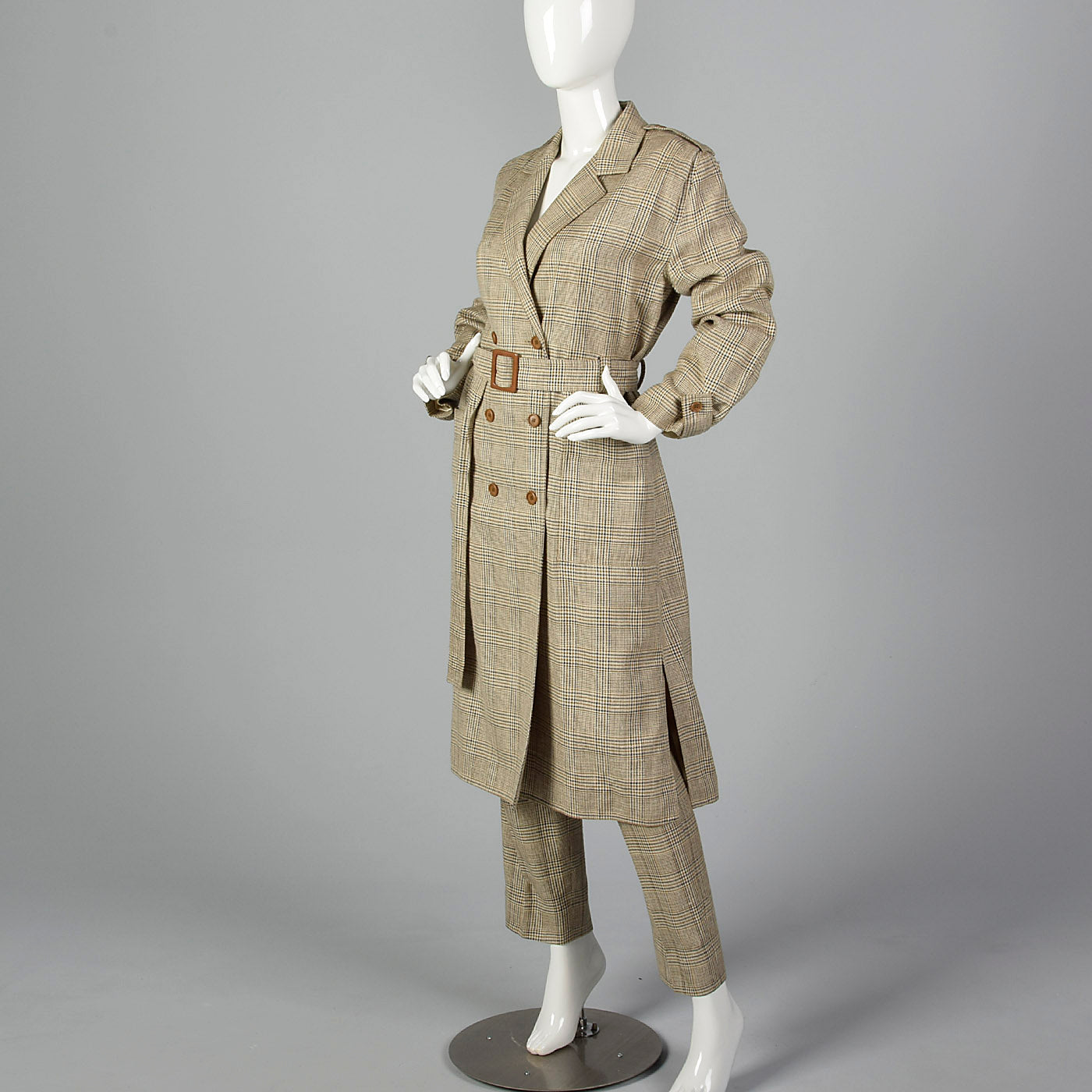 1990s Jean Louis Scherrer Trench Coat and Pants Set