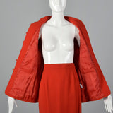 1980s Louis Feraud Red Skirt Suit in Wool Crepe