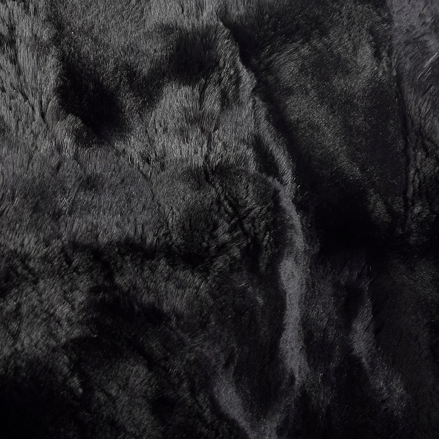 1940s Black Sheared Fur Stole with Red Satin Lining