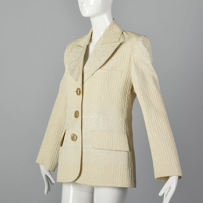 Medium Christian Lacroix 1990s Cream and Silver Blazer