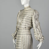 Small Galanos 1970s Striped Geometric Silk Dress
