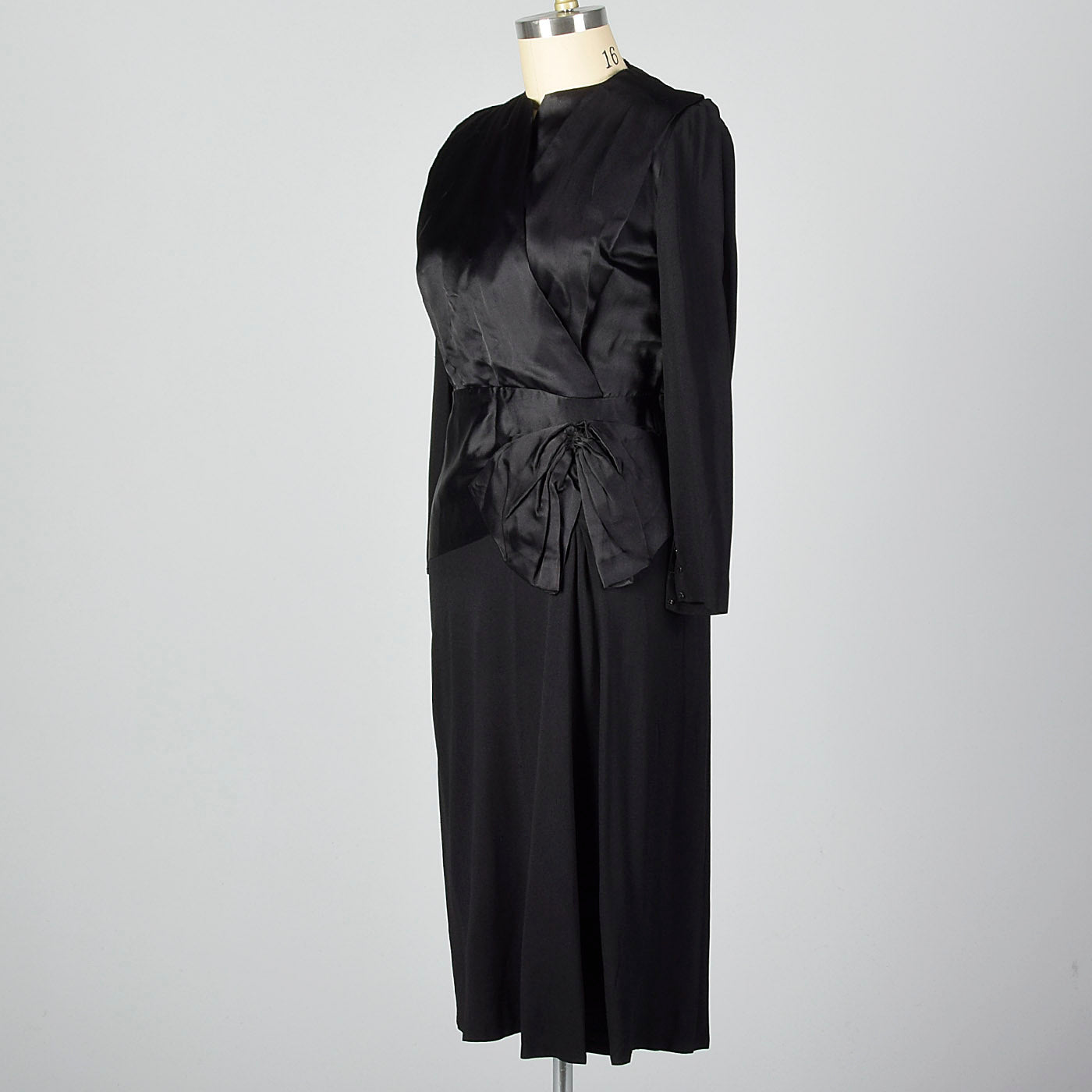 1940s Black Cocktail Dress with Satin Bodice