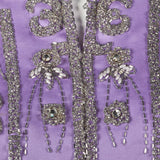 1960s Purple Statin Maxi Dress with Beaded Bodice