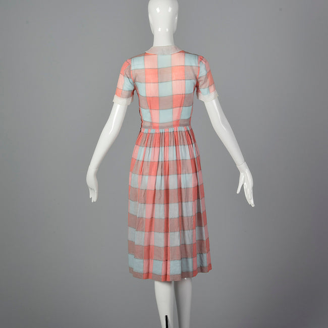 1950s Plaid Day Dress with Peter Pan Collar