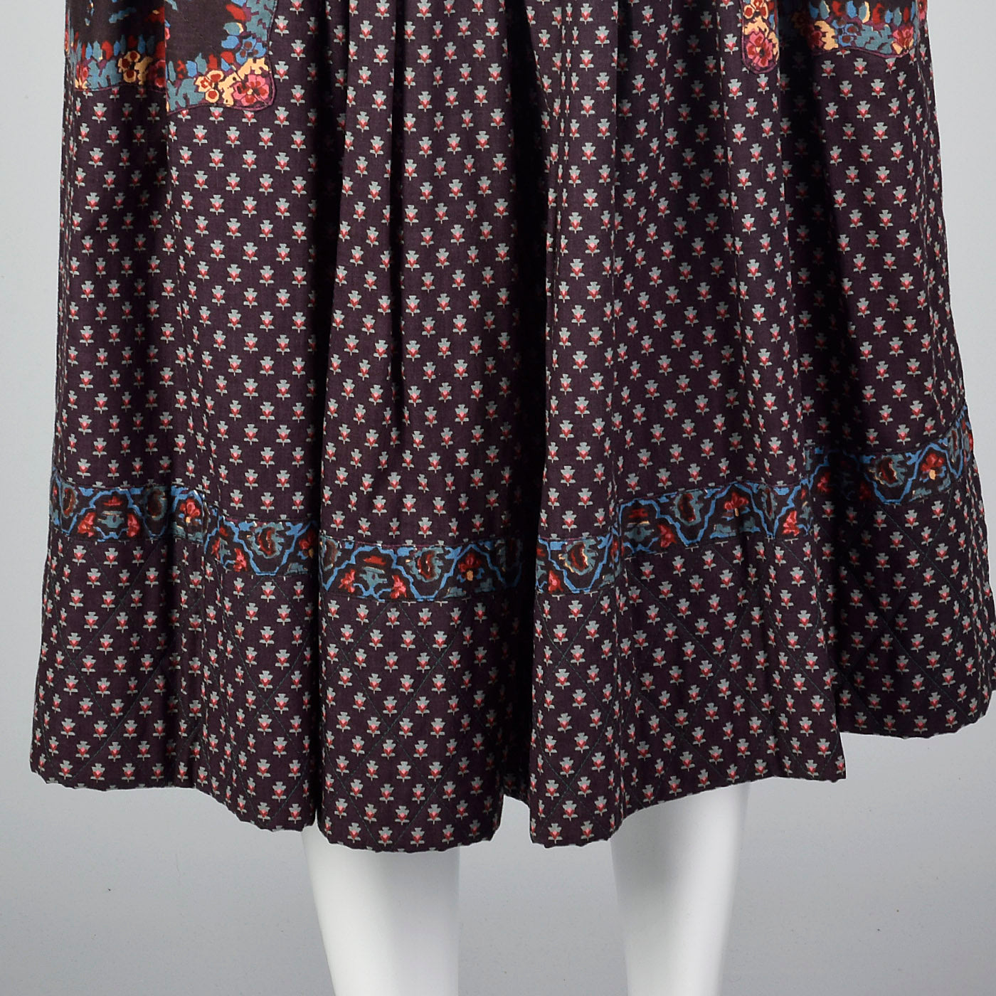 1970s La Provence de Pierre Deux Cotton Skirt with Patch Pockets