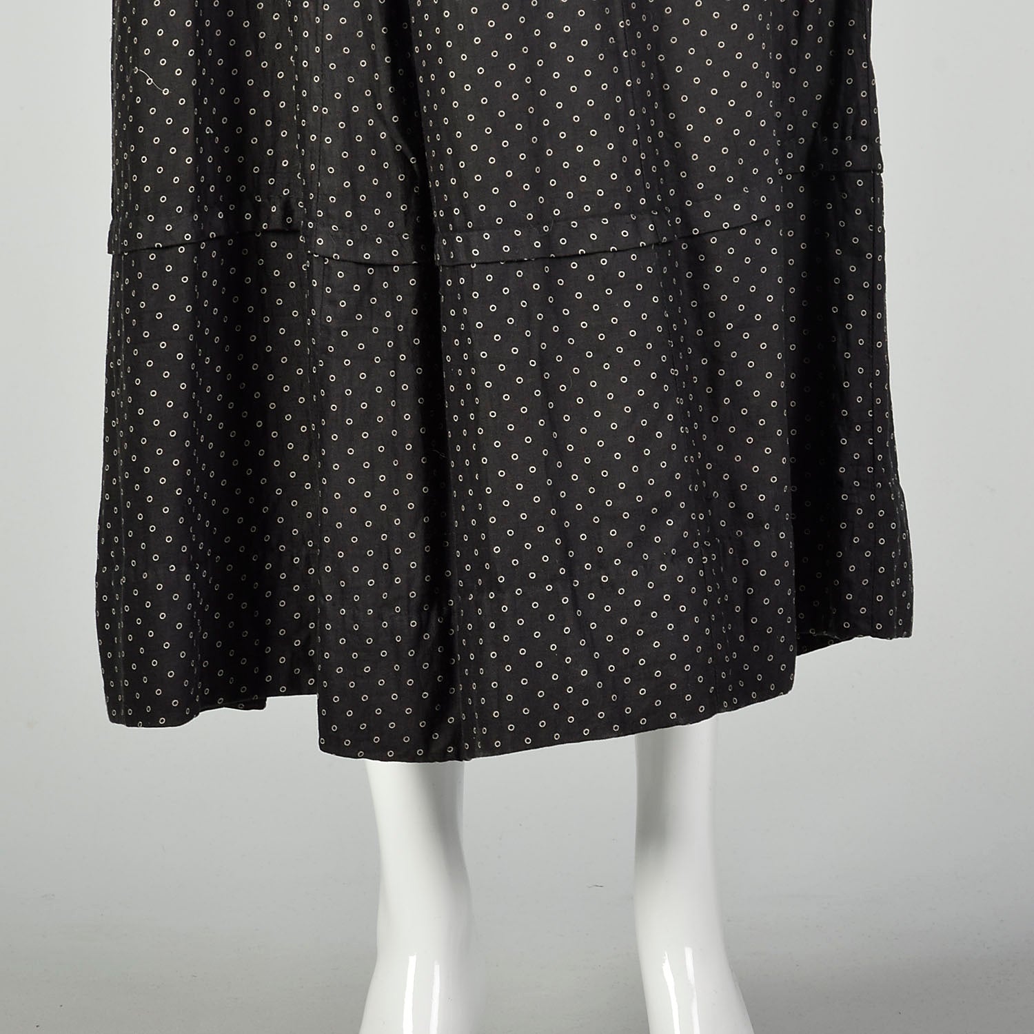 Small Maxi Skirt Black Edwardian Cotton Circle Print