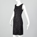 1990s Carmen Marc Valvo Black Beaded Dress