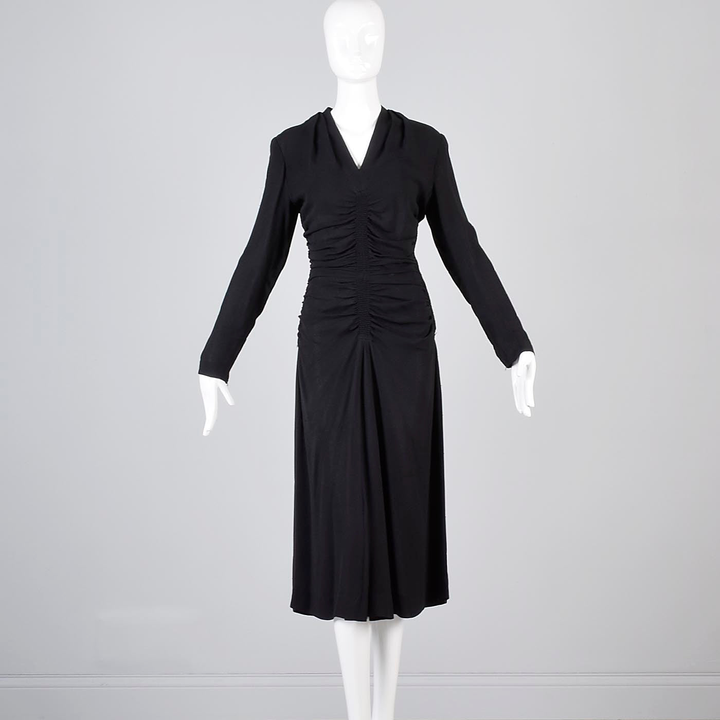 1940s Mary Muffet Black Rayon Crepe Dress
