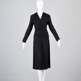 1940s Mary Muffet Black Rayon Crepe Dress