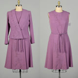 XL 1960s Set Purple Tweed Autumn Jacket Lilac Day Dress Ensemble