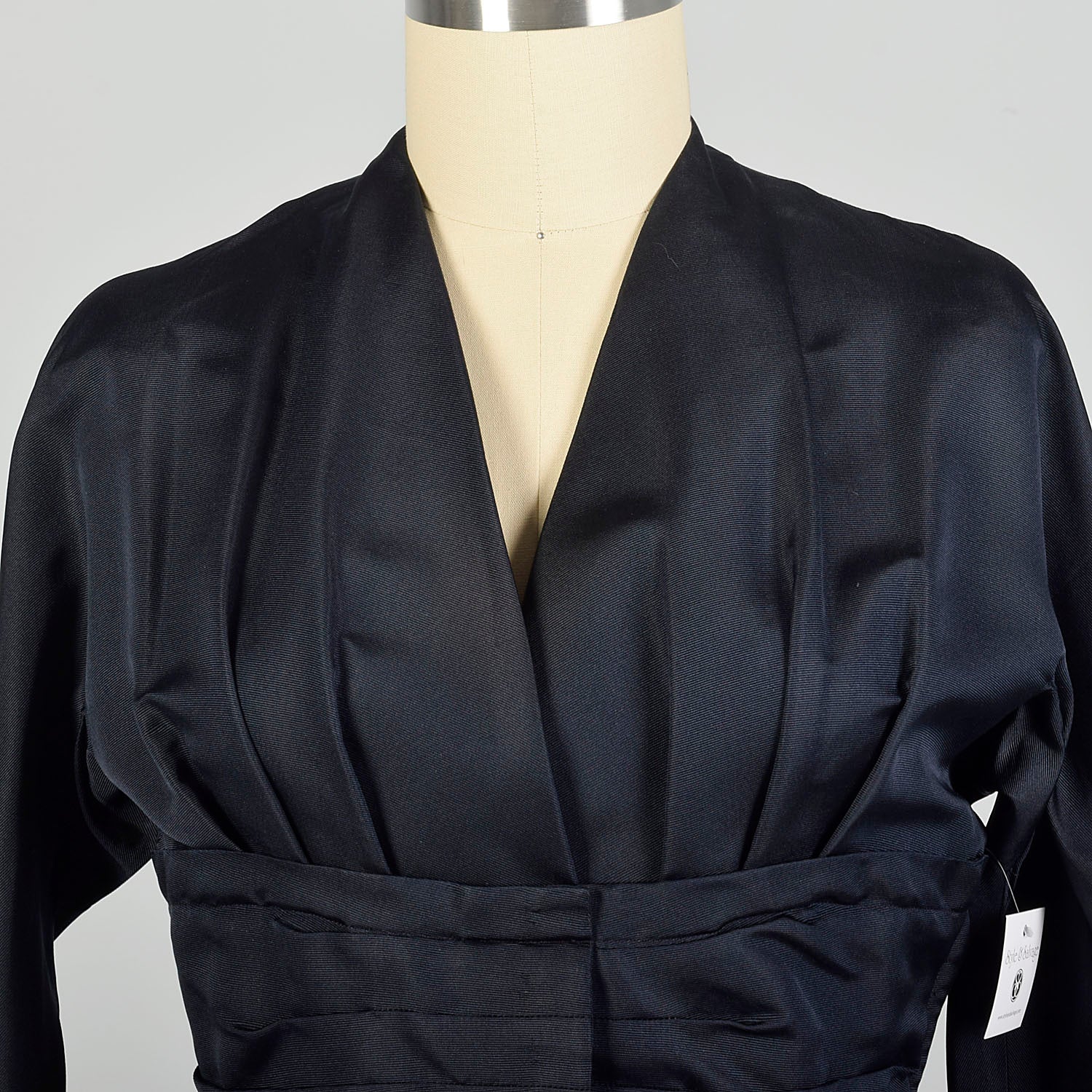 Large 1950s Bonwit Teller Dark Navy Blue Silk Cocktail Dress