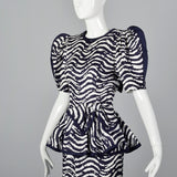 1980s I. Magnin Pencil Dress with Huge Sleeves