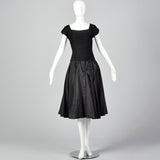 1940s Black Taffeta Dress