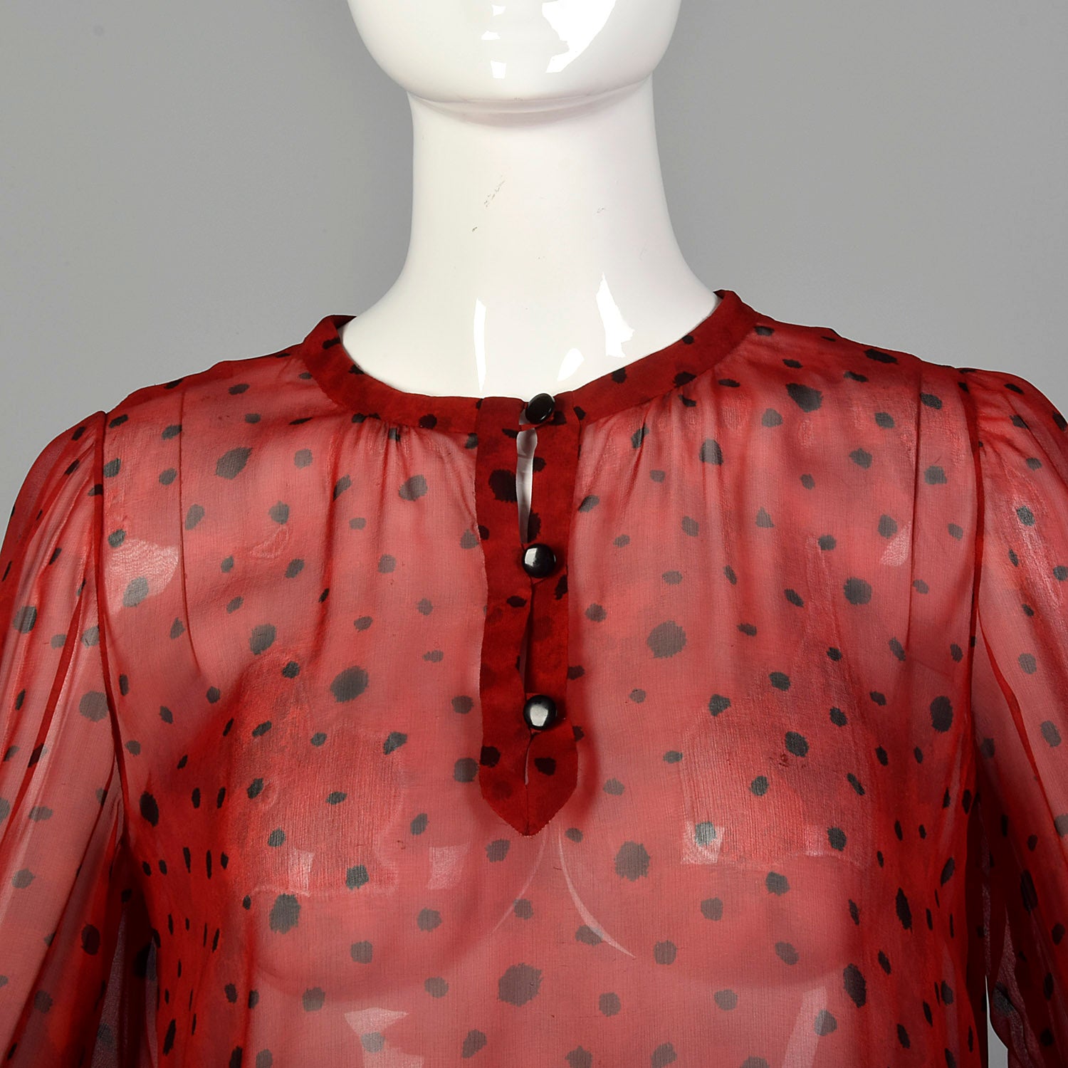 Medium 1980s Sheer Red Tunic With Scarf