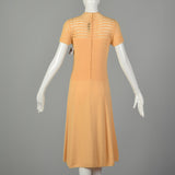 Small St John Knit Dress Orange Sherbet Sheer Casual Short Sleeve