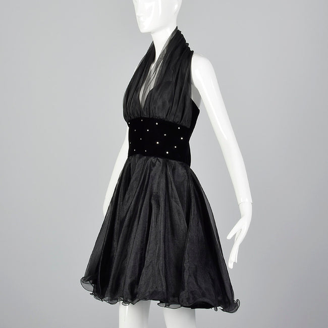 1980s Sexy Halter Dress in Black