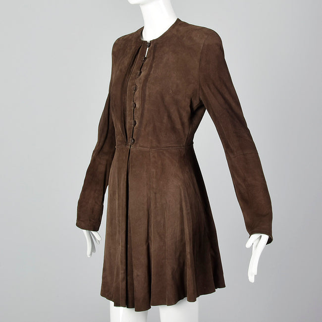 1990s Giorgio Armani Brown Suede Dress