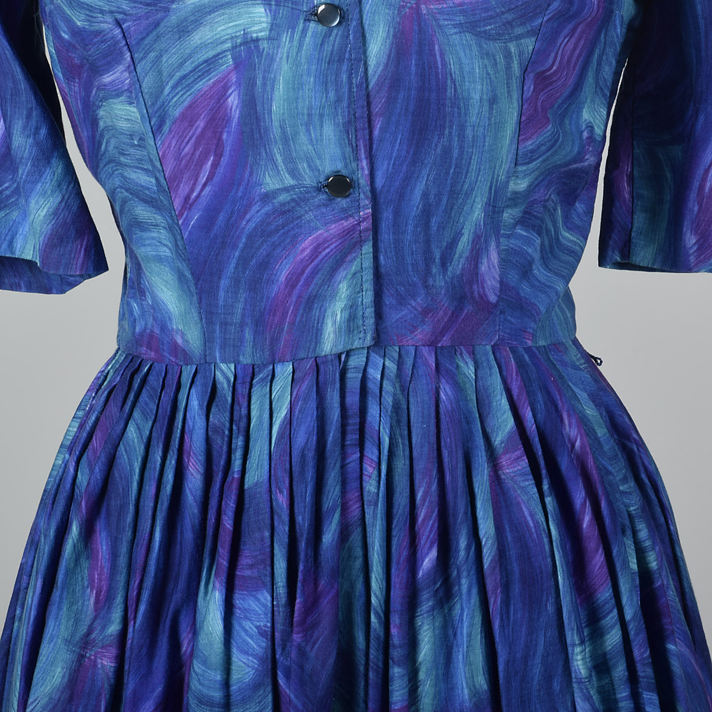 1950s Blue and Purple Day Dress