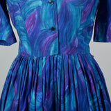 1950s Blue and Purple Day Dress