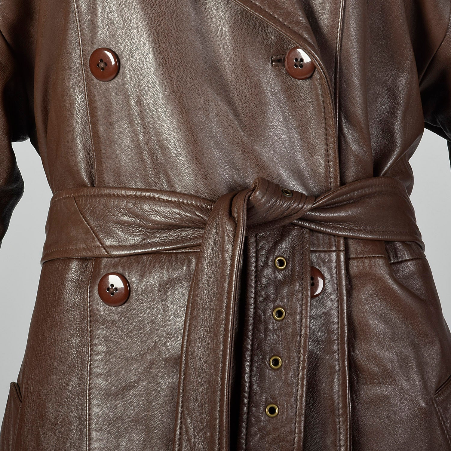 Medium North Beach Leather 1980s Brown Leather Coat