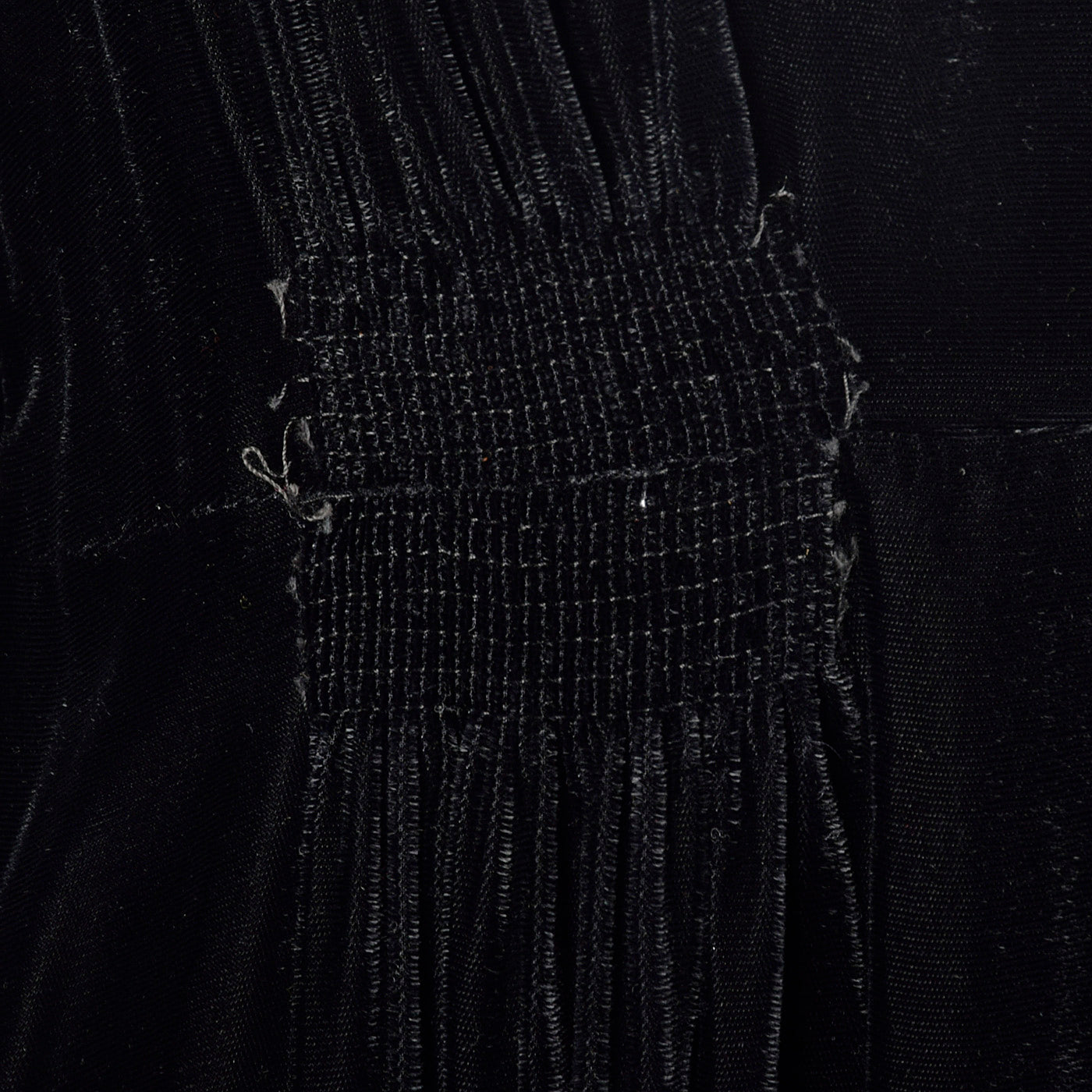 1930s Black Velvet Dressing Gown with Decorative Pocket