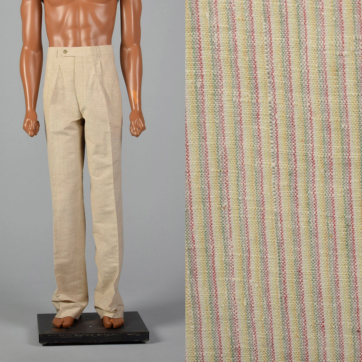 1970s Deadstock Striped Silk Blend Pleat Front Pants