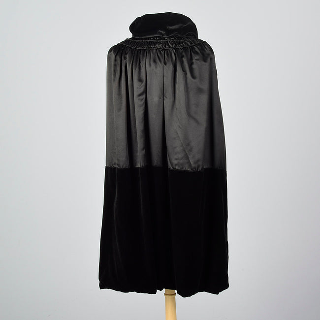 1930s Black Cape with Velvet Trim