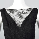 1960s Mignon Black Lace Mermaid Dress with a Stunning Neckline