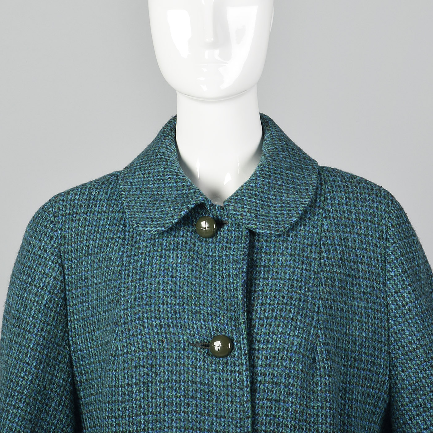 1960s Harris Tweed Blue Swing Coat