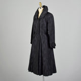 XS 1950s Via Veneto Couture Boutique Black Silk Princess Coat Made In Italy
