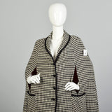 XXS 1960s Neusteters Houndstooth Cape Woven Winter Outerwear Shawl Collar Pockets