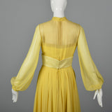 Elegant 1970s Travilla Yellow Silk Chiffon Dress