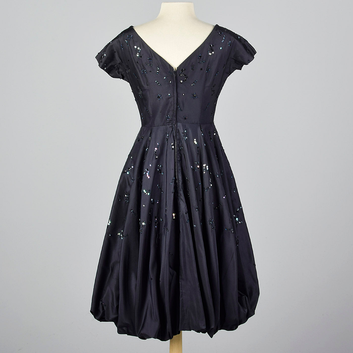 1950s Navy Party Dress with Bubble Skirt