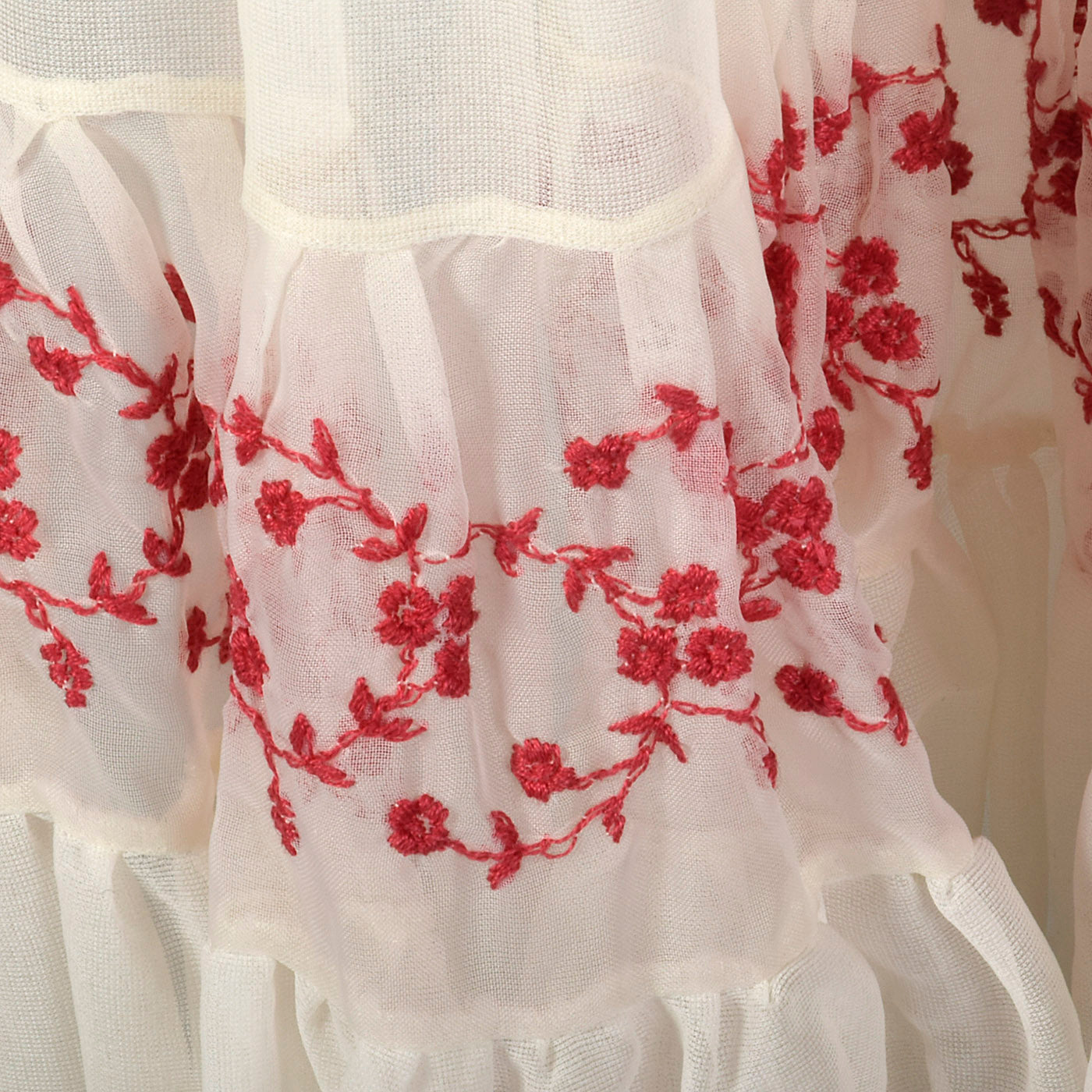 1950s White Half Slip with Red Embroidery