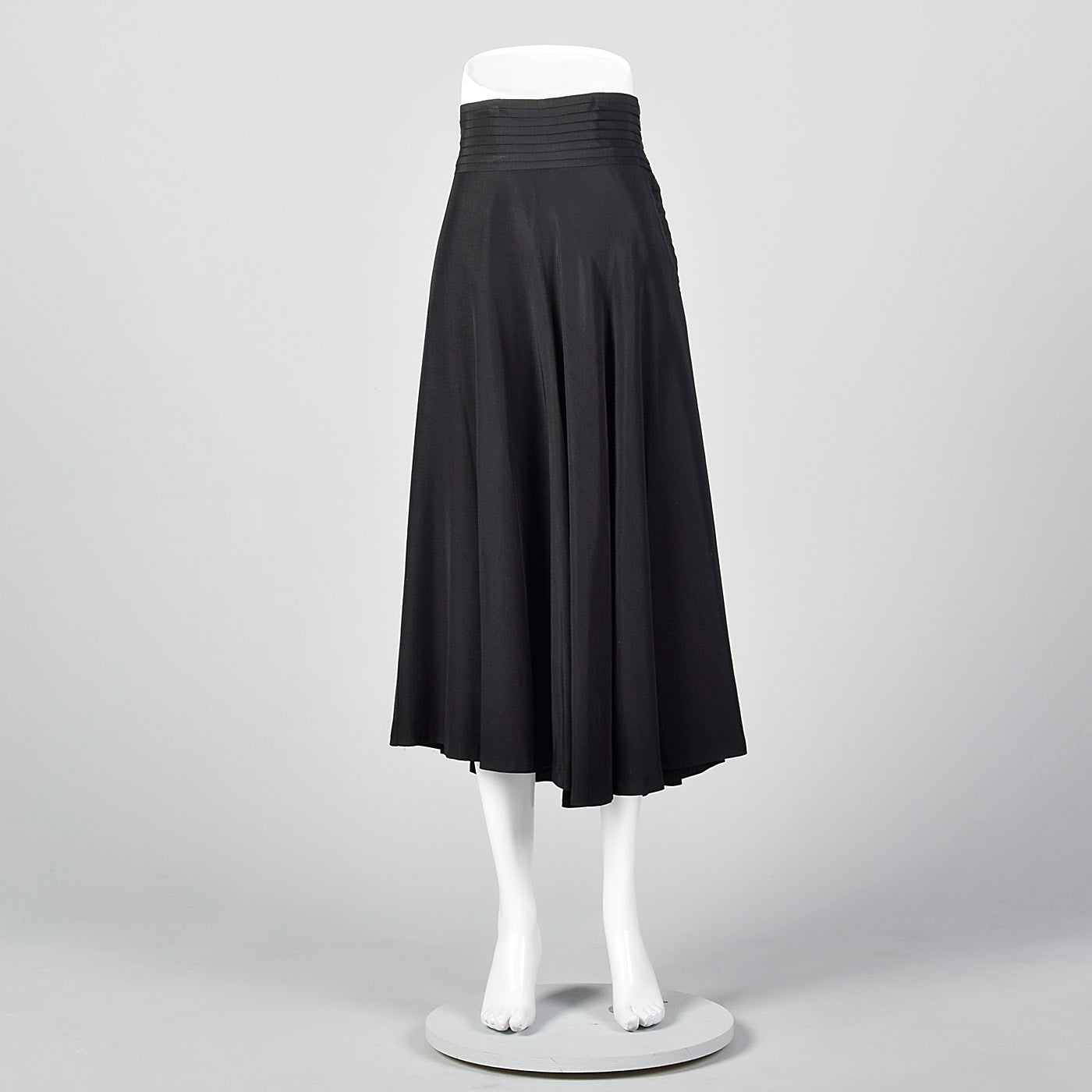 1950s Black Pleated Waistband Skirt