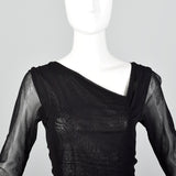 2000s Jean Paul Gaultier Black Mesh Skirt and Top
